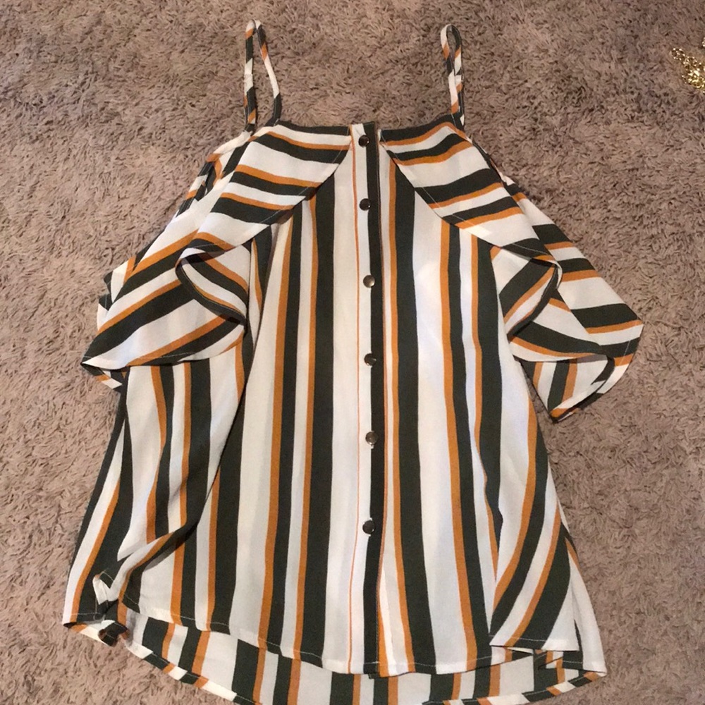 Striped button up tank